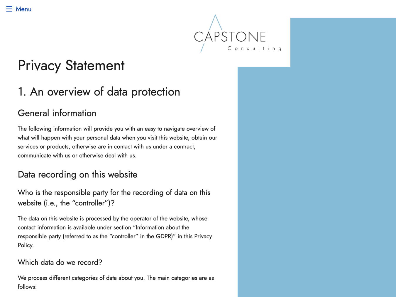 Screenshot of the "Privacy Statement" subpage