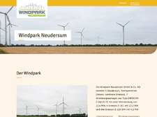 Screenshot of the start page of the "Windpark Neudersum".