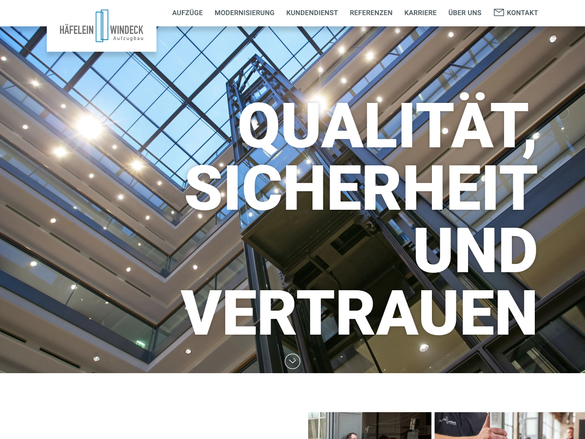 Screenshot of the home page of the Häfelein & Windeck website