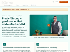 The homepage features a navigation bar, a banner promoting subscriptions and an overview of Kitwe&rsquo;s services. The portal promises &ldquo;Practice management &ndash; profit-oriented and explained simply&rdquo;.